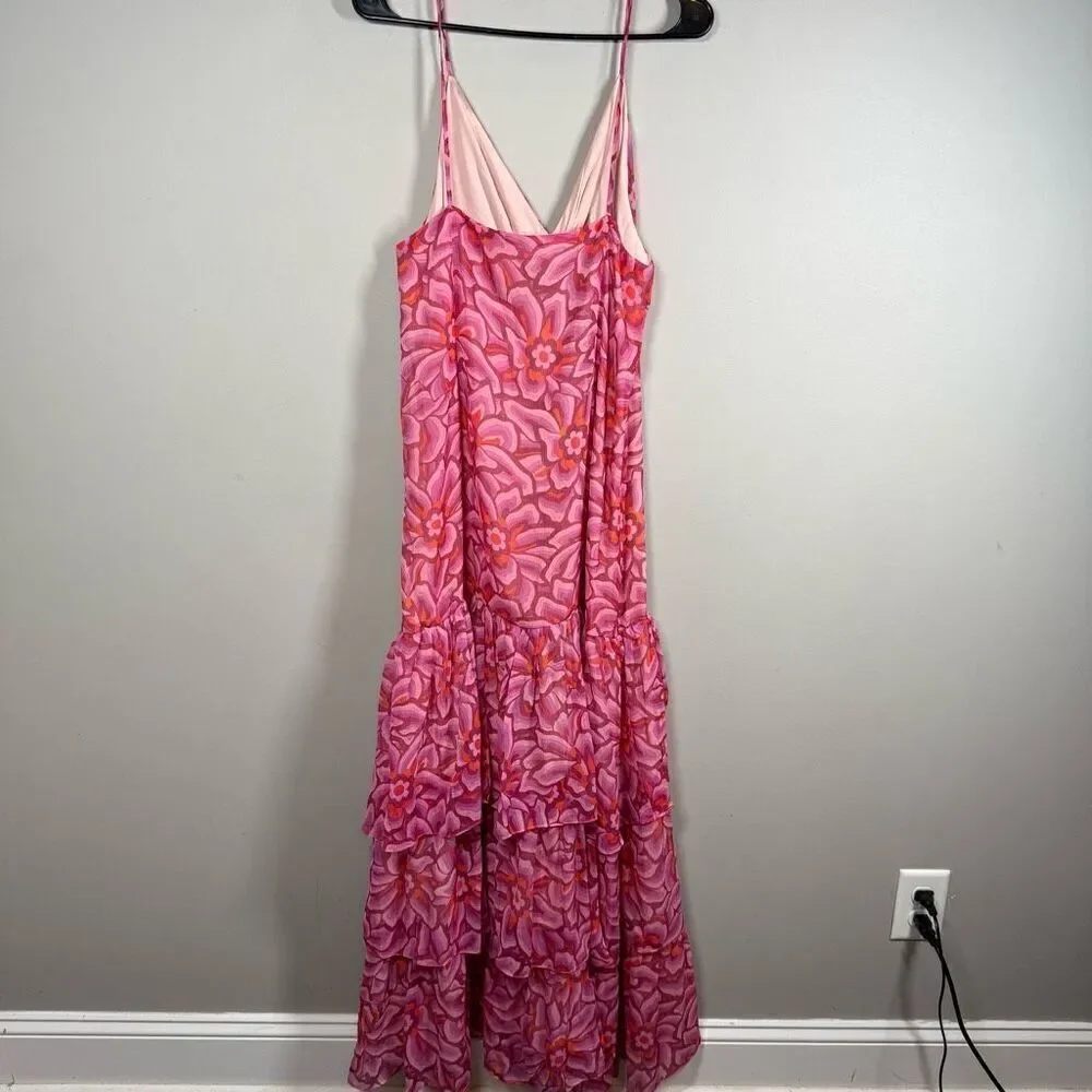 Top Shop floral tiered v neck strappy sleeveless maxi dress US 10